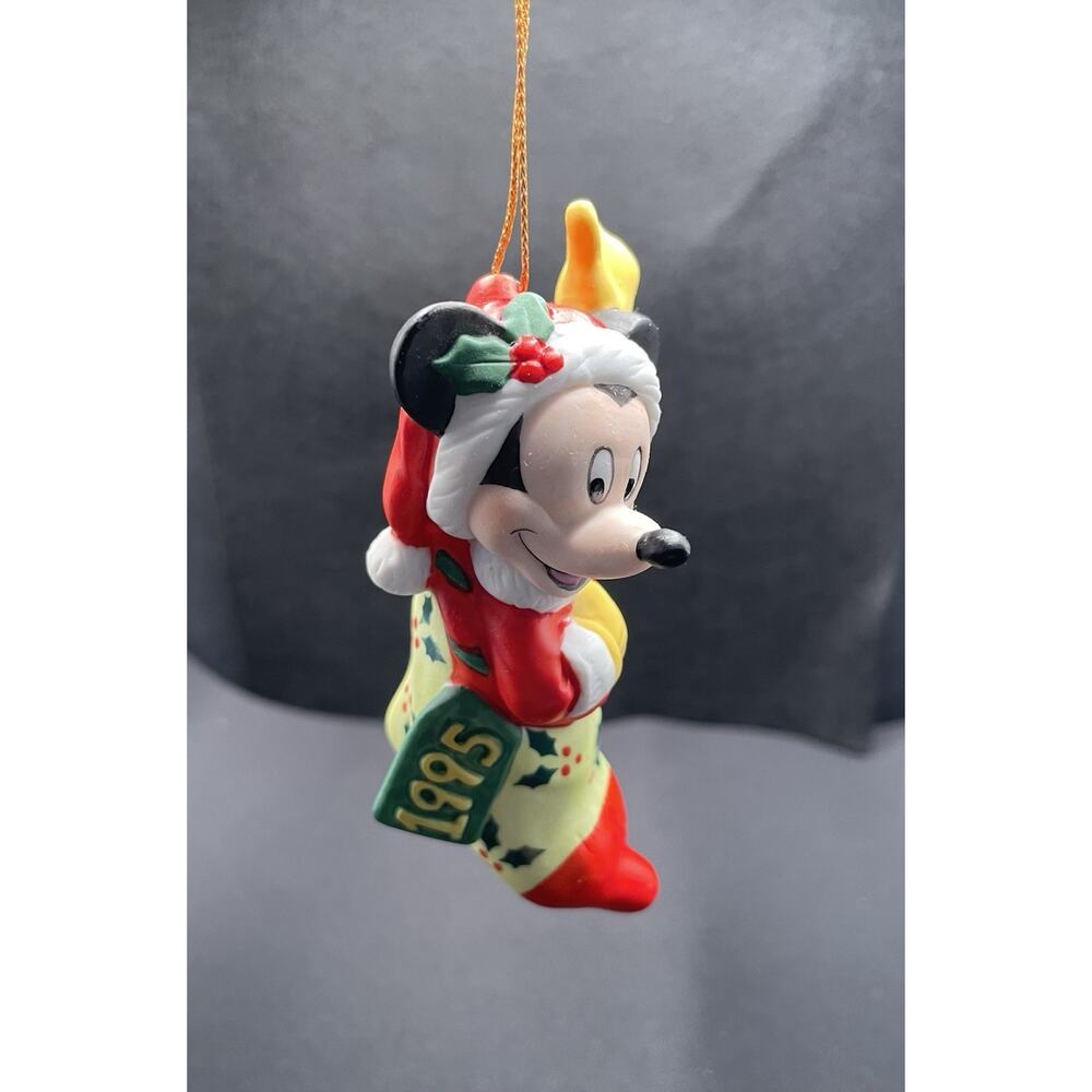 Vintage Disney 1995 Porcelain Mickey Mouse in Stocking Christmas Ornament. - Picture 2 of 6